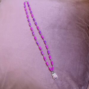 Pink and Purple Owl Pendant Necklace
